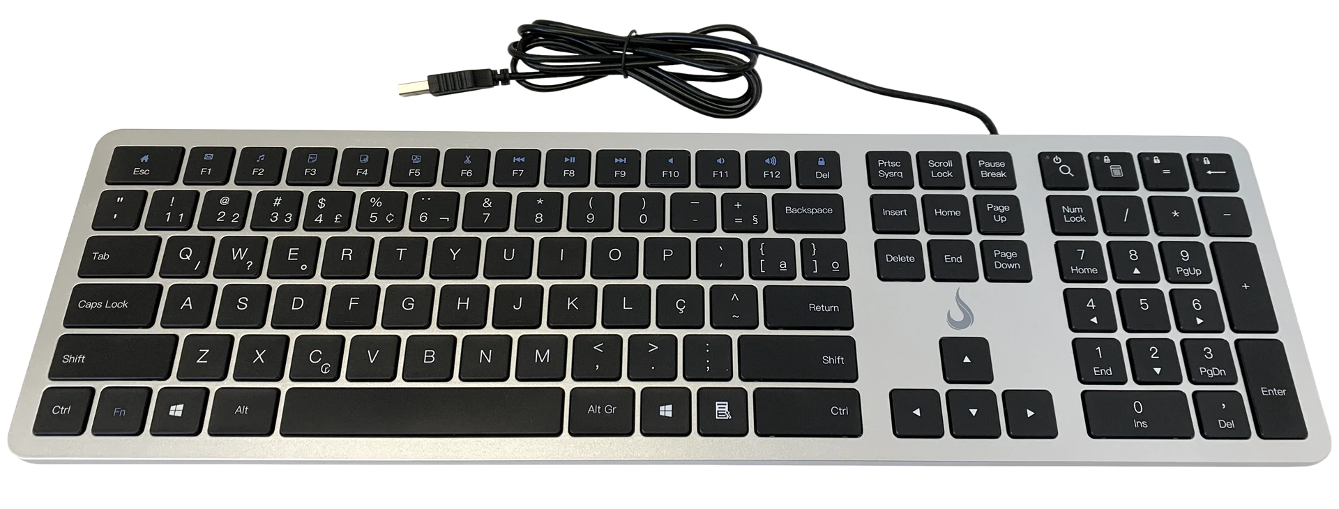 TECLADO SLIM PRETO E PRATA