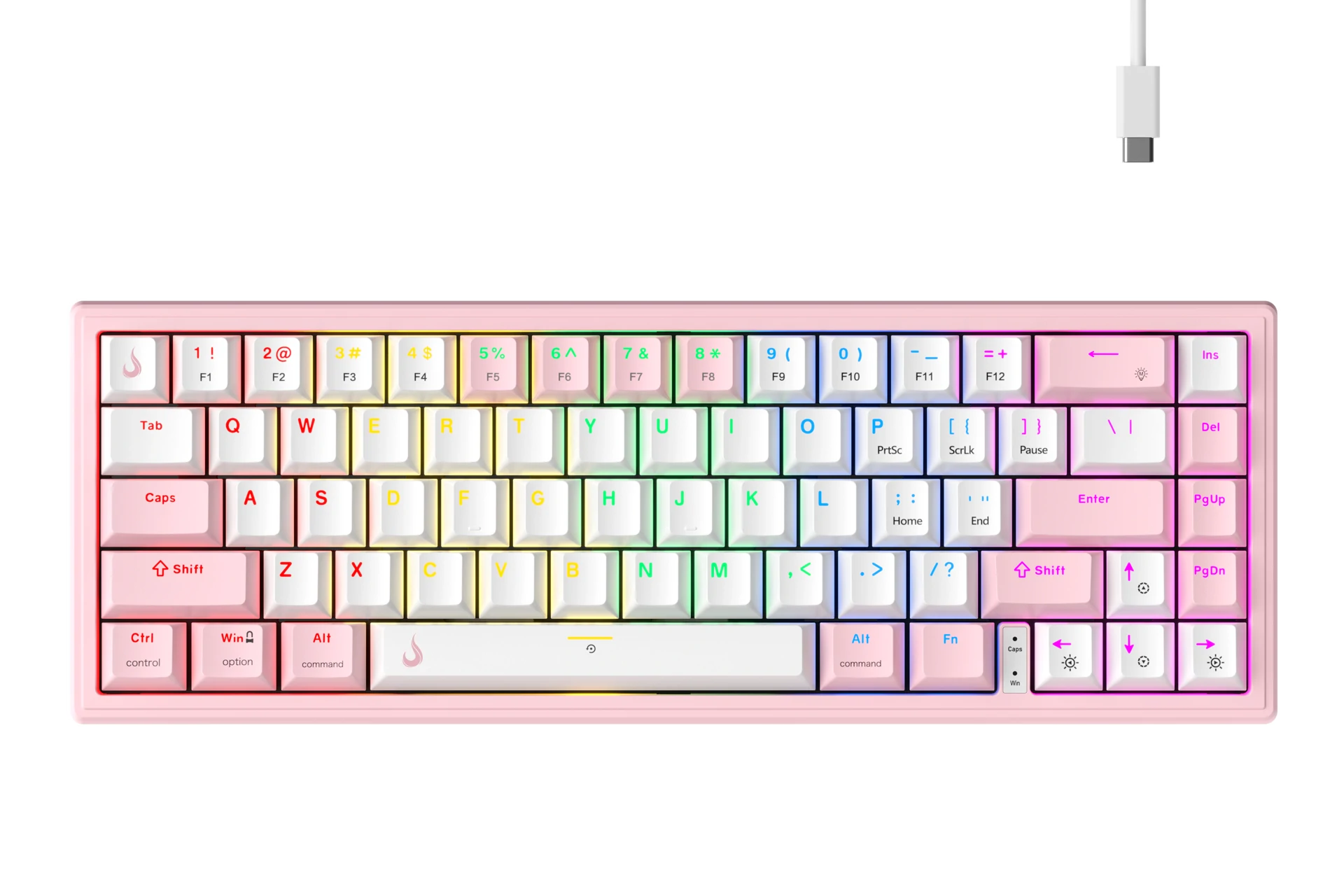 TECLADO MECÂNICO GM1 PRO ARGB SWITCH BROWN BRANCO E ROSA