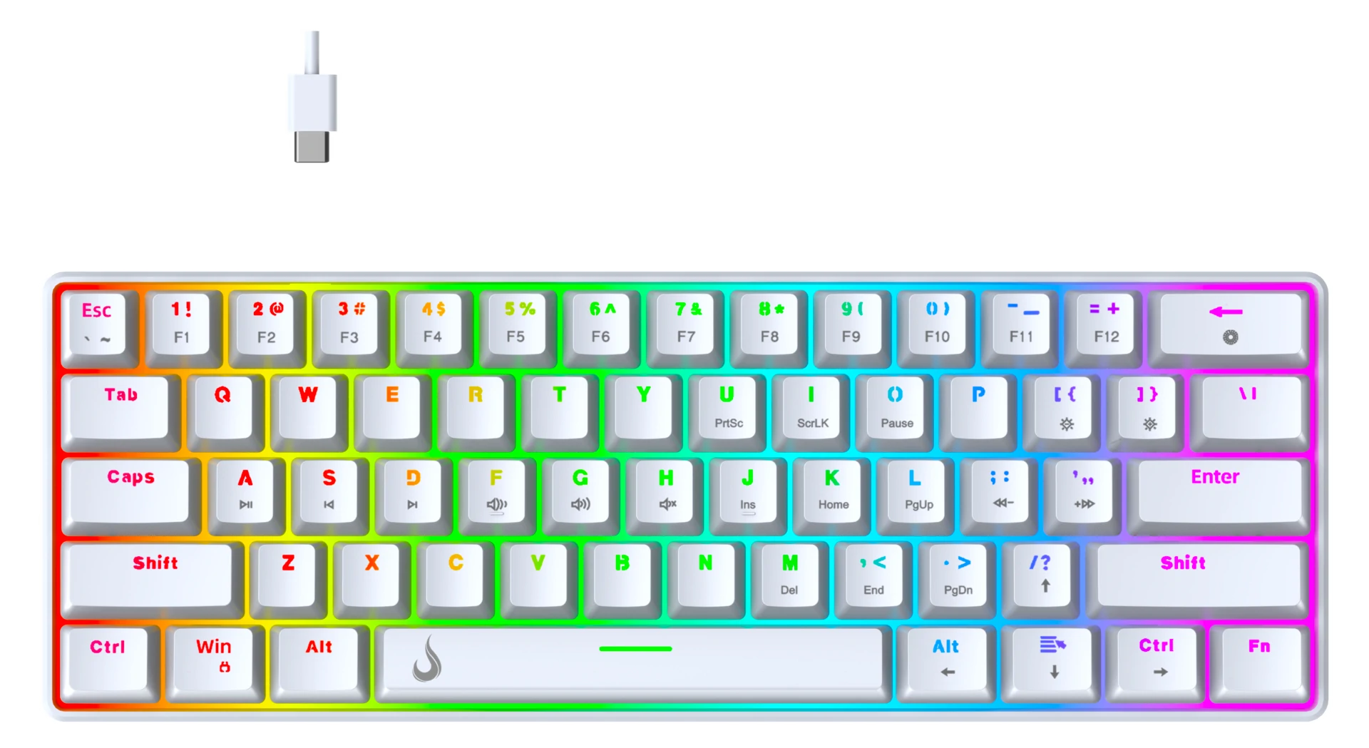 TECLADO MECÂNICO GM1 WHITE RGB SWITCH BROWN