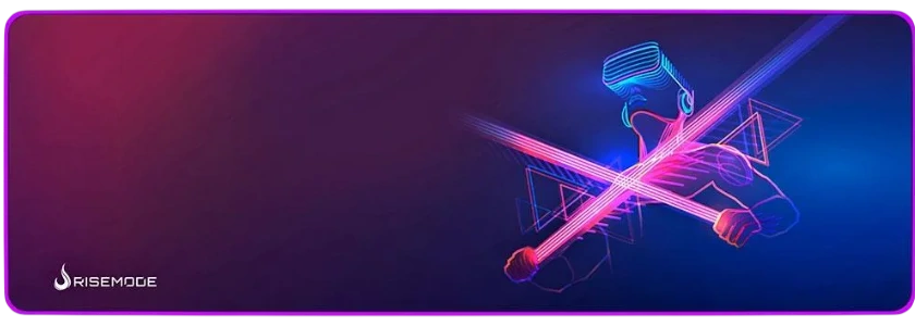 MOUSEPAD RISE GAMING NEON EXTENDED BORDA COSTURADA