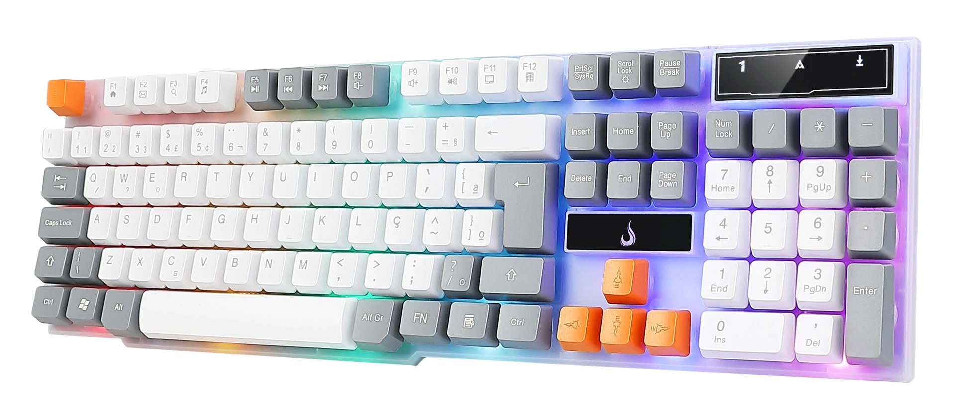 TECLADO G1 FULL RGB BRANCO E CINZA