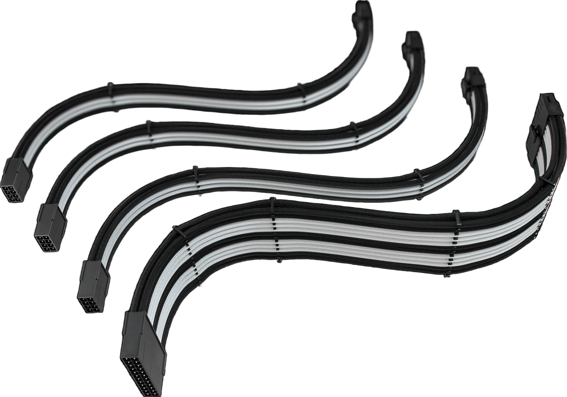 CABO EXTENSOR SLEEVED DE FONTE 4 EM 1 PRETO E BRANCO
