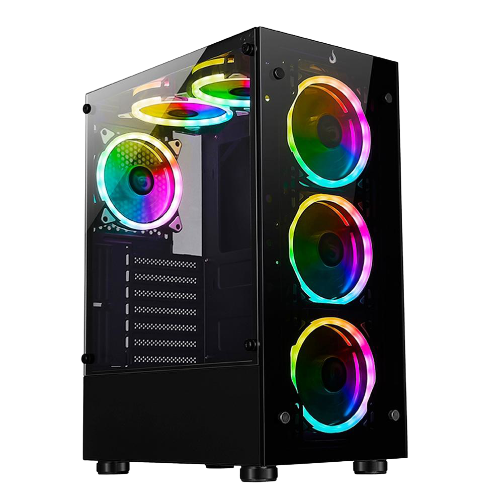 GABINETE GLASS 06X BLACK - 6 FANS ARGB