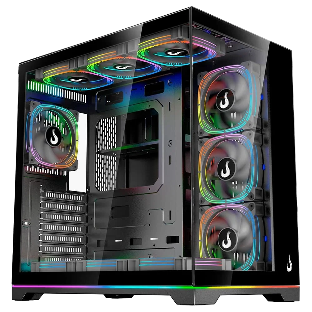 GABINETE GLASS STANDARD V2 LED ARGB BLACK - 10 FANS